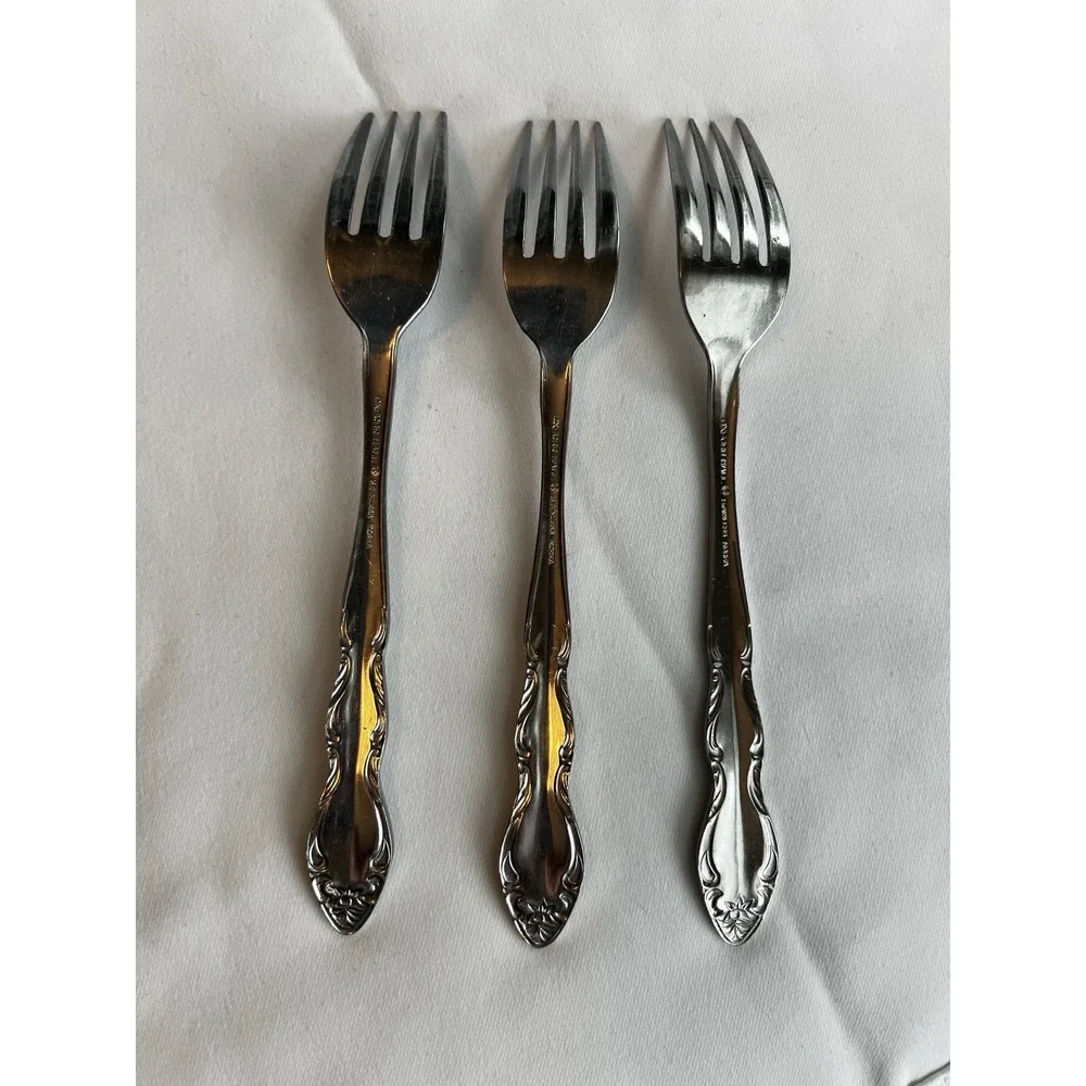 Oxford Hall Tally Ho Stainless Steel Flatware Dinner Forks Scroll Floral